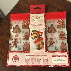 Cook with Color Set of 6 reusable storage bags - Christmas Gingerbread design